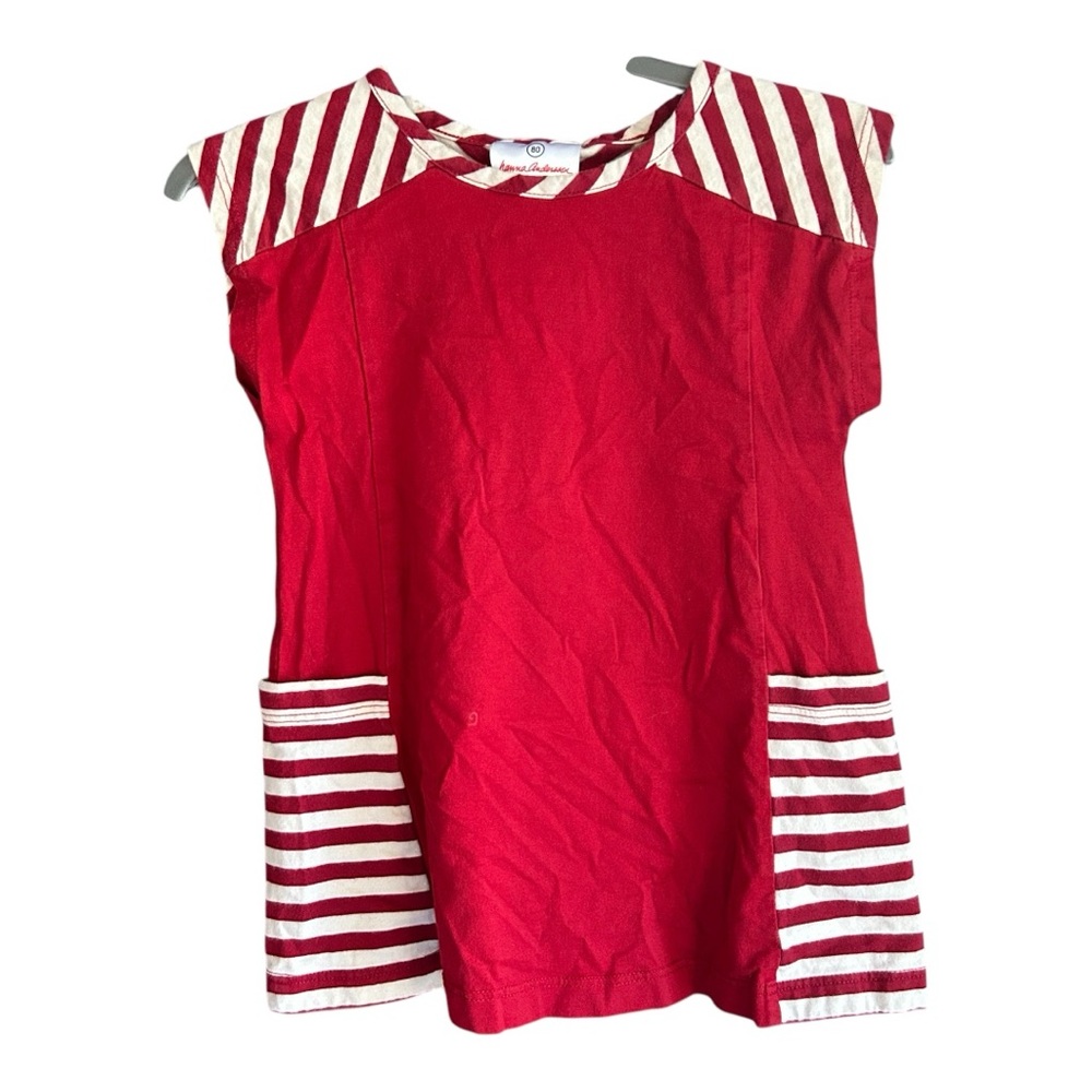 Hanna Andersson size 80 (18-24 month) red with stripe pocket dress